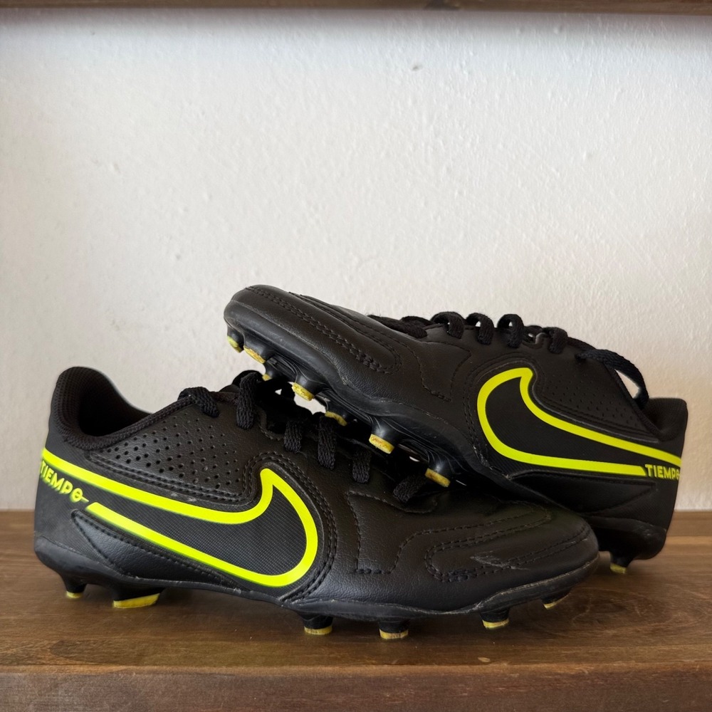 Nike Tiempo Legend 9 Club FG/MG Soccer Cleats Youth 1Y Black Volt DA1331-070